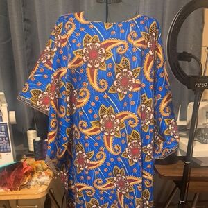 African Blue and Brown Women's Mumu